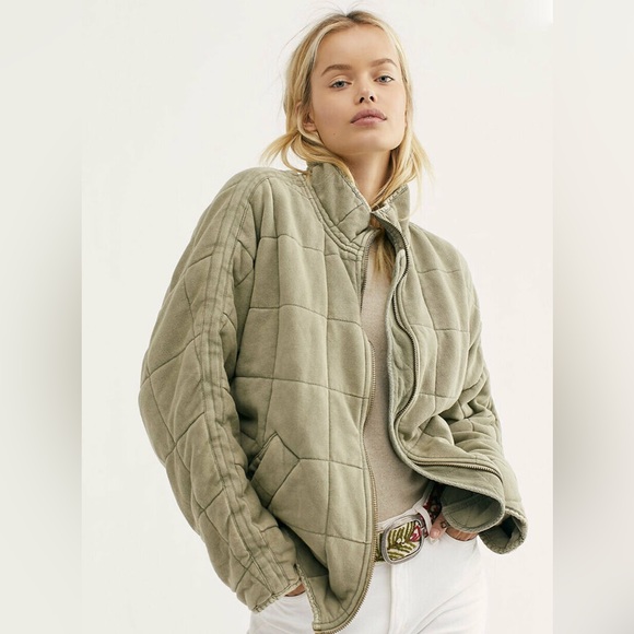 Free People Dolman Quilted Jacket in Green Size: XS - Picture 2 of 9
